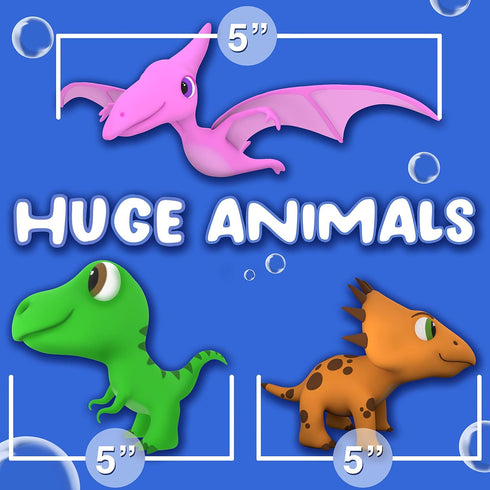 Dinosaur Bath Toys No Holes, Mold Free Baby Bath Toys for Toddlers 1-3, Dino Bath Toys for Tub,Beach,Pool, BPA-Free, Dishwasher-Safe, Infant Batht...