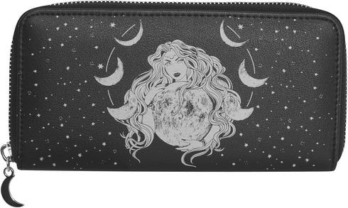 Ro Rox Selene Wallet Moon Phase Goddess Witchcraft Wicca Goth Faux Leather Purse...