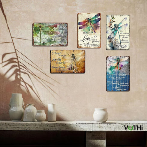 Funny Dragonfly Sign,When You Believe Beyond What Your Eyes Can See,Dragonfly Garden Decor for Home Farm Bathroom Restaurant Cafes Bars Club Kitch...