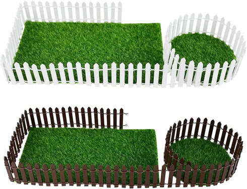 Woohome 35Inch Miniature Fairy Garden Fence, 4 PCS DIY Wood Picket Fence Mini Ornament for Dollhouse Home Garden Plant Pot DIY Diorama Project for...