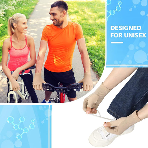 Woanger 2 Pairs Seamless Lymphedema Compression Gloves 20-30 mmHg Fingerless Compression Gloves...