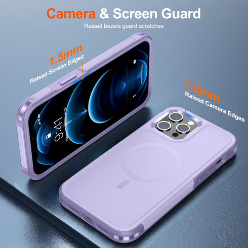 SUPFINE Magnetic for iPhone 12 Pro Max Case (Compatible with MagSafe) (12FT Military Grade Drop Protection) 2XTempered(Glass Screen and Camera Len...