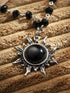 Sacina Gothic Black Sun Necklace, Black Sun Crystal Pendant, Black Bead Choker Necklace, Gothic Necklace, Goth Necklace, Halloween Christmas New Y...
