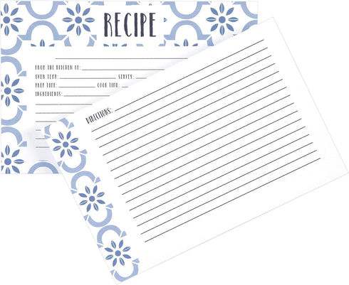 C.R Gibson Q12-24018 Double Sided Recipe Cards, 40pcs, 4'' W x 6'' L, True Blue...