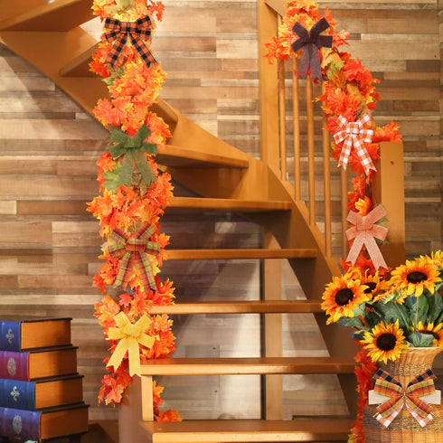 Whaline 10 Rolls 50 Yards Plaid Burlap Ribbon Rolls 1 Inch Fall Wrapping Ribbon Thanksgiving Ribbon Autumn Decorative Ribbon for Autumn Harvest Th...