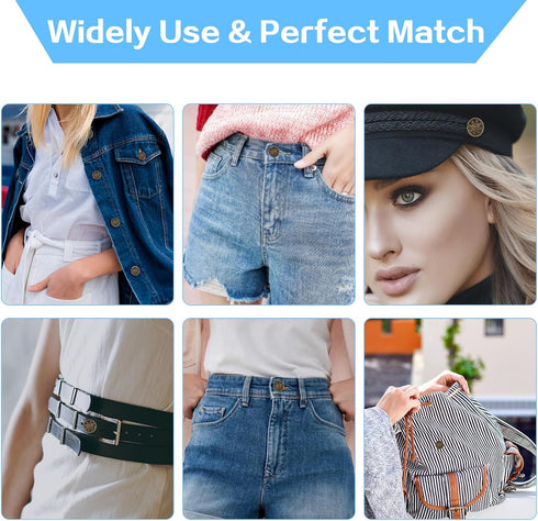 16 PCS Jeans Buttons, 20mm No Sew Jean Button Replacement for Loose Jeans Trousers Buttons Accessories for Pants Reusable Adjustable Metal Button ...