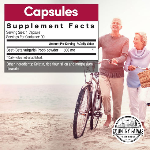 COUNTRY FARMS Bountiful Beets Capsules, Wholefood Beet Extract Superfood, Natural Nitric Oxide Booster, Beet Root Powder, Circulation and Immune S...