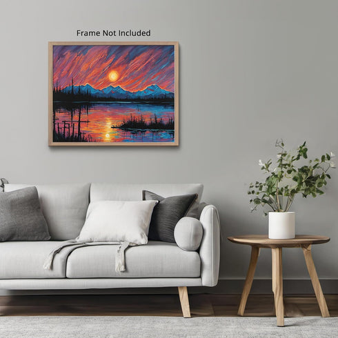 Posterizer 1 pcs- mountains, trees, night sky landscape nature 10-Landscape & Nature Art-Floral Botanical Art- Decor for Home & Office- unframed w...