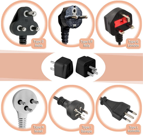 Bates- Universal Adapter, 2 Pack, Black Travel Adapter, UK to US Plug Adapter, Universal Plug Adapter Plug, Universal Travel Adapter, European to ...