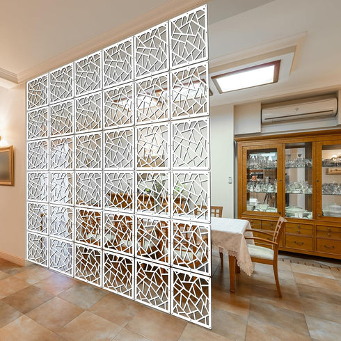 Lchen Hanging Room Divider,10 Pieces Wood-Plastic Hanging Panels 0.2“Thick Screen Panel for Living Room Bedroom Home Decoration(DQ,11.4"X11.4")...