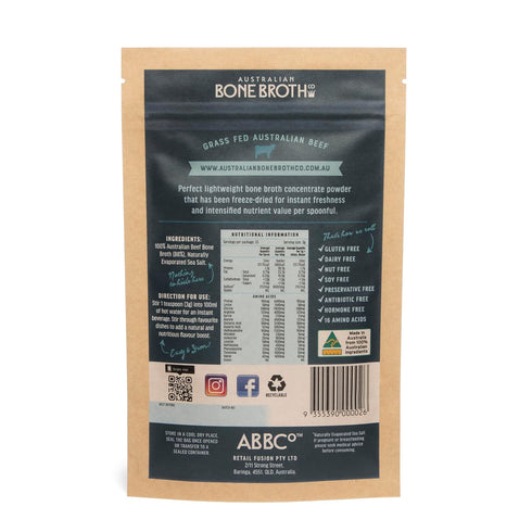 ABBCo 100% Australian Beef Bone Broth Concentrated Freeze-Dried Powder - Bone Broth Protein Powder, Natural Beef Flavor, Gluten and Dairy Free, Ze...