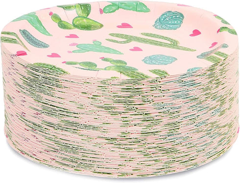 Sparkle and Bash Fiesta Plates for Cinco de Mayo Party Supplies and Cactus Themed Decorations (7 In, Pack of 80)...