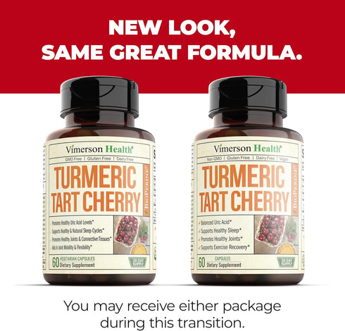 Turmeric Curcumin & Tart Cherry Extract Capsules with Black Pepper & Organic Tumeric. Tart Cherry Capsules Aid Uric Acid Balance, Joint Health, Mu...