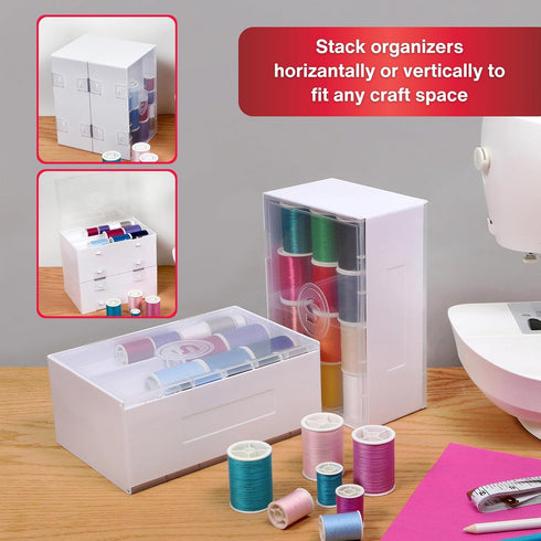 SINGER Double-Sided Thread Spool Organizer - Clear Storage Sewing Box for Embroidery, Craft Room Organization, Stackable Storage Container for Cra...
