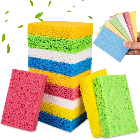 Sponges Kitchen, 12PCS Dish Sponge, Premium Kitchen Sponges, Non-Scratch Scrub Sponges for Washing Dishes, Multipurpose Cellulose Sponges for Clea...