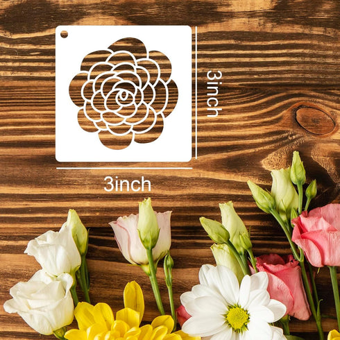 Flower Stencils for Painting 3inch Rose Stencils for Crafts Small Sunflower Daisy Stencil Floral Hibiscus Peony Leaf Wreath Drawing Templates for ...