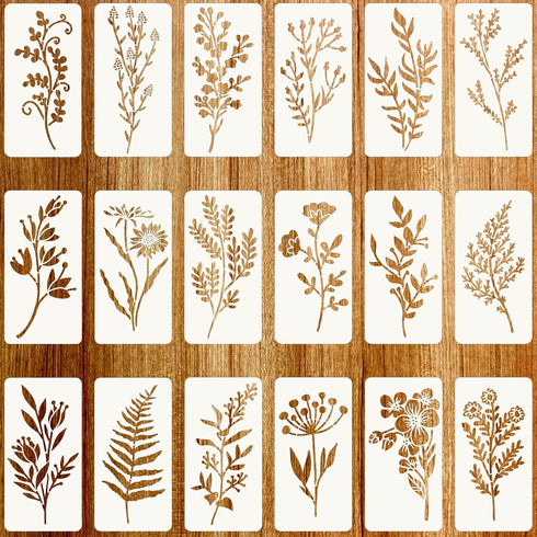 Stencils for Painting on Wood, Reusable Flower Stencils Painting Crafts Templates Drawing Stencil for Painting on Wood, Wall, Furniture(18)...