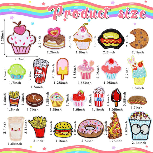 Waydress 24 Pieces Cupcake Embroidered Patches Iron on Patches Cute Colourful Patches for Clothing Sew on Patches for Jackets Backpacks Jeans Hats...