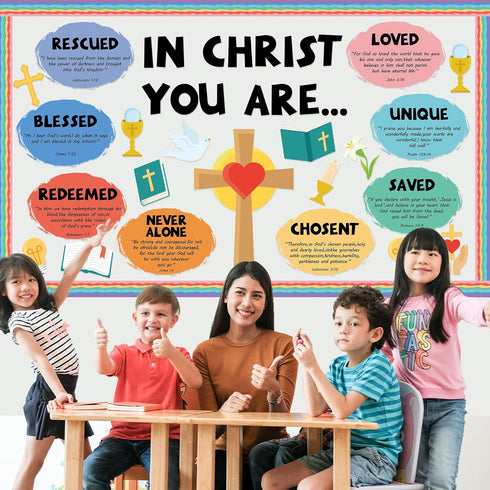 Christian Jesus Bulletin Board Decoration Set Religious Cross Bible Bulletin Board Borders You Are Positive Paper Cutouts Inspirational Christian ...