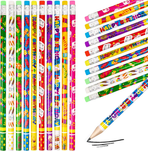 Fancy Land Happy Birthday Pencils 50PCS Wooden Pencil with Eraser Classroom Teacher Award for Kids...