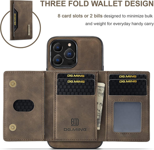 SZHAIYU 2 in 1 Detachable Back Cover Compatible with iPhone 13 Pro Max Wallet Case with Card Holder Leather Pocket Slim Phone Cases 6.7'' (Coffee)...