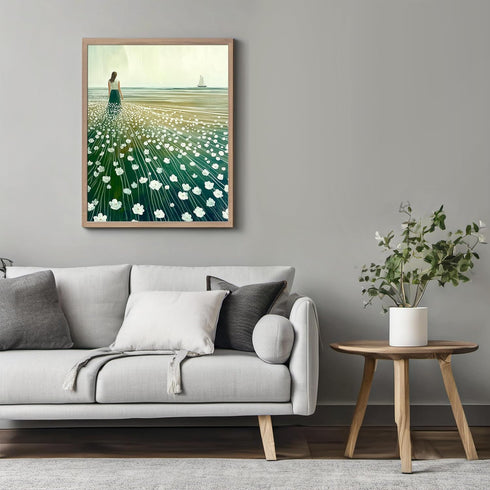 Posterizer 1 pcs-open landscape by a field of delicate white blossoms 1-Collectibles & Fine Art-Landscape & Nature Art- Gift for Men Women Entrepr...