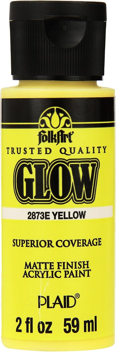 FolkArt Glow in the Dark Acrylic Paint (2 Ounce), Matte Yellow...