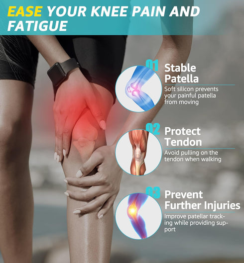 HiRui Dual Patella Knee Straps, Knee Brace Patella Stabilizer for Knee Pain Relief Running Tennis Jumping Arthritis Tendonitis, Joint and Muscles ...
