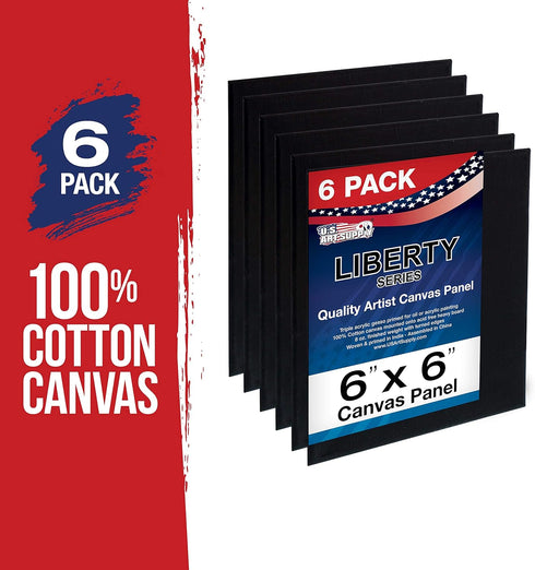 US Art Supply 6 X 6 inch Black Professional Artist Quality Acid Free Canvas Panels 6-Pack (1 Full Case of 6 Single Canvas Panels)...