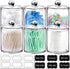 SheeChung 6 Pack Qtip Dispenser Apothecary Jars Bathroom with Labels - Qtip Holder Storage Canister Clear Plastic Acrylic Jar for Cotton Ball, Swa...