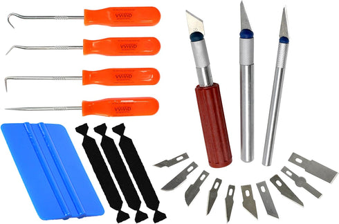 VViViD Complete Vinyl Weeding and Application Toolkit Bundle Including Weeding Tools, Craft Cutting Multi-Blade Kit, Squeegee and 3 Black Felt Dec...