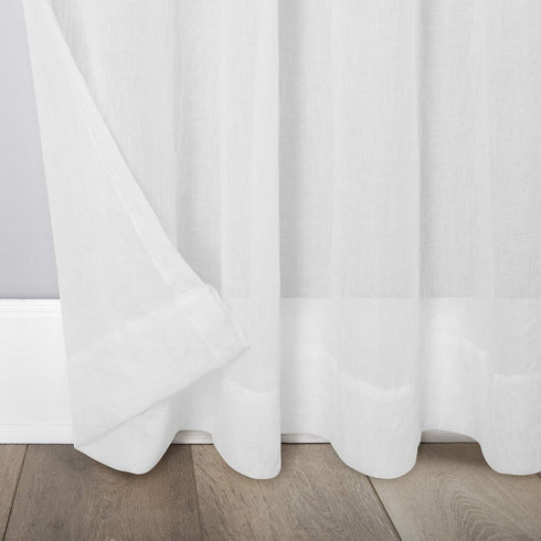 No. 918 Genevieve 2-pack 2-pack Linen Weave Sheer Semi-Sheer Grommet Curtain Panel Pair, 50" x 84", White...