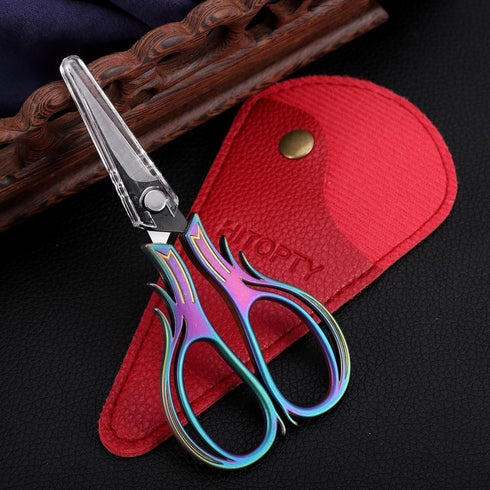 Embroidery Scissors Knitting Scissor Small Crafting Shears with Leather Case Little Scissors Cover for Sewing Threading Needlework DIY Tool 4.2in ...