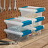 STERILITE Mini Clip Box Clear Base & Lid Aquarium Blue Latches...