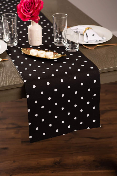 DII Polka Dot Kitchen Collection, Table Runner, 14x72, Black/White Reversible...