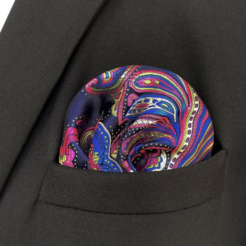 S&W SHLAX&WING Multicolored Fuchsia Pink Blue Matching Pocket Square Only...