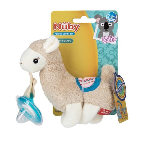 Nuby Soft Plush Pacifinder with Detachable Silicone Pacifier: 0-6 Months, Llama, Natural Cherry Shape, Multi, one Size...