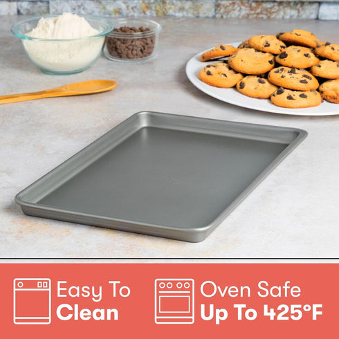 Cooking Light Heavy Duty Nonstick Bakeware Carbon Steel Baking Sheet or Cookie Sheet with Quick Release Coating, Manufactured without PFOA, Dishwa...