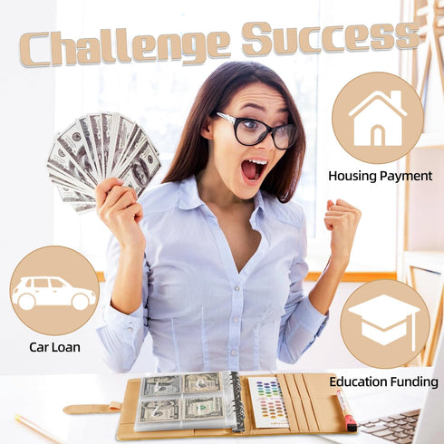 100 Envelopes Money Saving Challenge Save $5050 in 100 Days A5 Budget Money Saving Challenge Book Binder with 100 Cash Envelopes, With 3 Savings T...