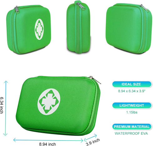 Car-Home Survival First-Aid Kit Emergency-Kit - Green 273Piece Equipment Travel Supplies First Aid Set Home Essentials Camping Hiking YIDERBO...