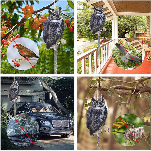 Bird Scarers for Garden, 2Pack Fake Owls to Keep Birds Away Bird Reflective Devices Double Sided Bird Reflectors to Keep Birds Away from Garden Pa...