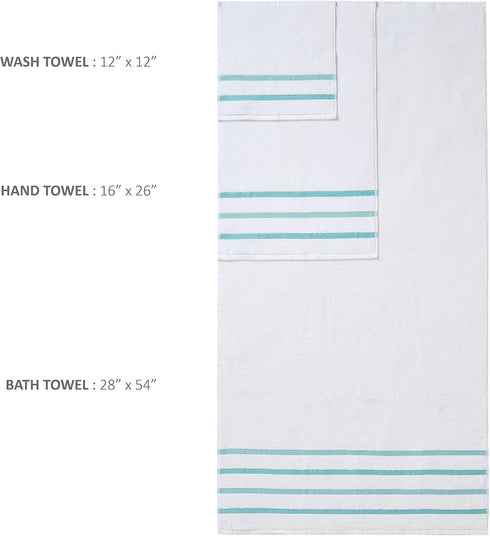 Comfort Spaces Cotton 8 Piece Bath Towel Set Striped Ultra Soft Hotel Quality Quick Dry Absorbent Bathroom Shower Hand Face Washcloths, Multi-Size...
