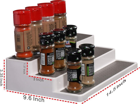 Cq acrylic 2 Pack Spice Rack Organizer for Pantry,14.5 Inch Tiered Seasoning Can Shelf Organizer For Cabinet,White...