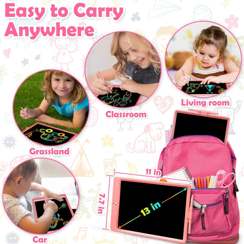 13 Inch LCD Writing Tablet Toys for 3 4 5 6 7 8 Year Old Boys Girls Gifts, Colorful Drawing Board Writing Doodle Pad, Portable Scribbler Boards Ed...