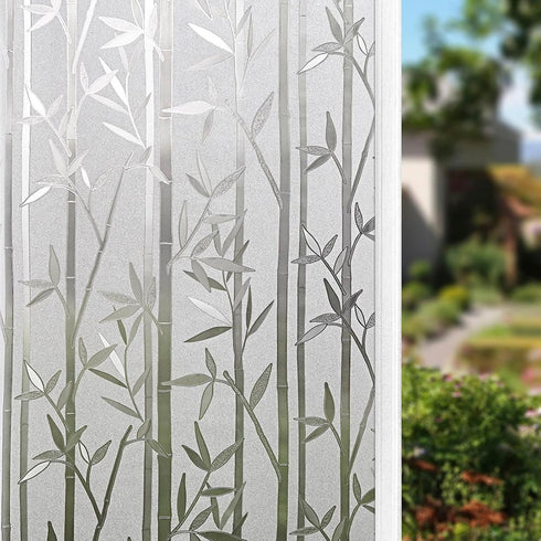 Finnez Bamboo Window Film for Privacy Frosted Window Film Perfect for Bathroom Livingroom and Office (17.5" x 78.7")...