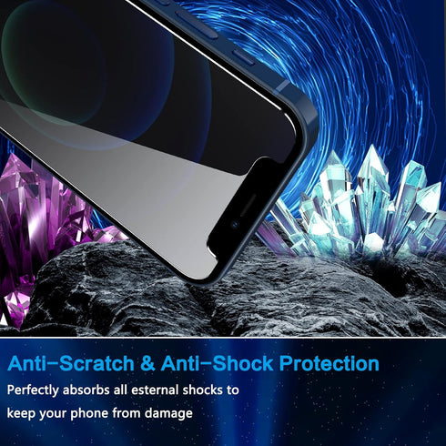 [2 +2 Pack iPhone 12 Privacy Screen Protector, with 2 Pack Camera Lens Protector, Anti-Spy Tempered Glass Film 9H Hardness Bubble Free Private Scr...