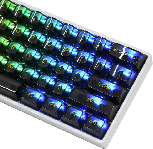 Fogruaden 61 Keys Black Clear Keycap Set, OSA Profile Transparent PC Material Keycaps, Only Compatiable 61 Key Cherry Gateron MX Switches Mechanic...