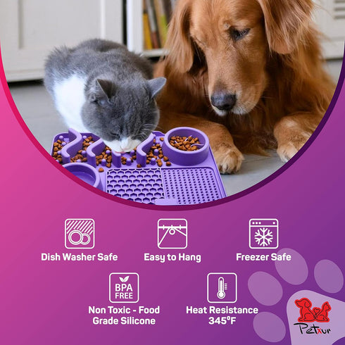 Small Size Dog Slow Feeder Mat, Lick Mat - All in One Slow Feeding Food Bowl, Anxiety Relief, Spillproof, Wet Food, Puzzle mat, Non Toxic Silicone...