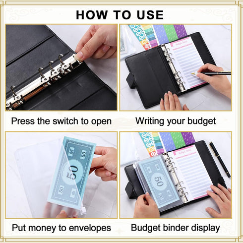 32 Pcs Budget Binder A6 Money Organizer Budget Binder with Zipper Envelope Budget Planner for Cash Budget Money Bill Organizer Expense Budget Shee...