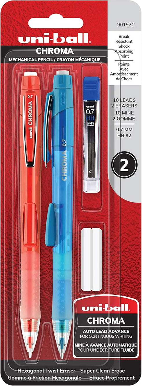 uni-ball CHROMA Mechanical Pencil Starter Kit, 0.7mm, HB #2, Assorted Barrels, 2 Count...